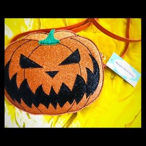 Sleepyville Critters glitter pumpkin crossbody bag